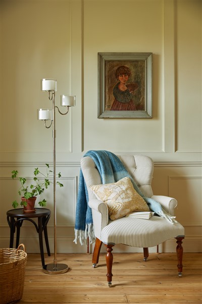 (image for) Laura Ashley Southwell 3 Light Floor Lamp Polished Nickel and Opal Glass